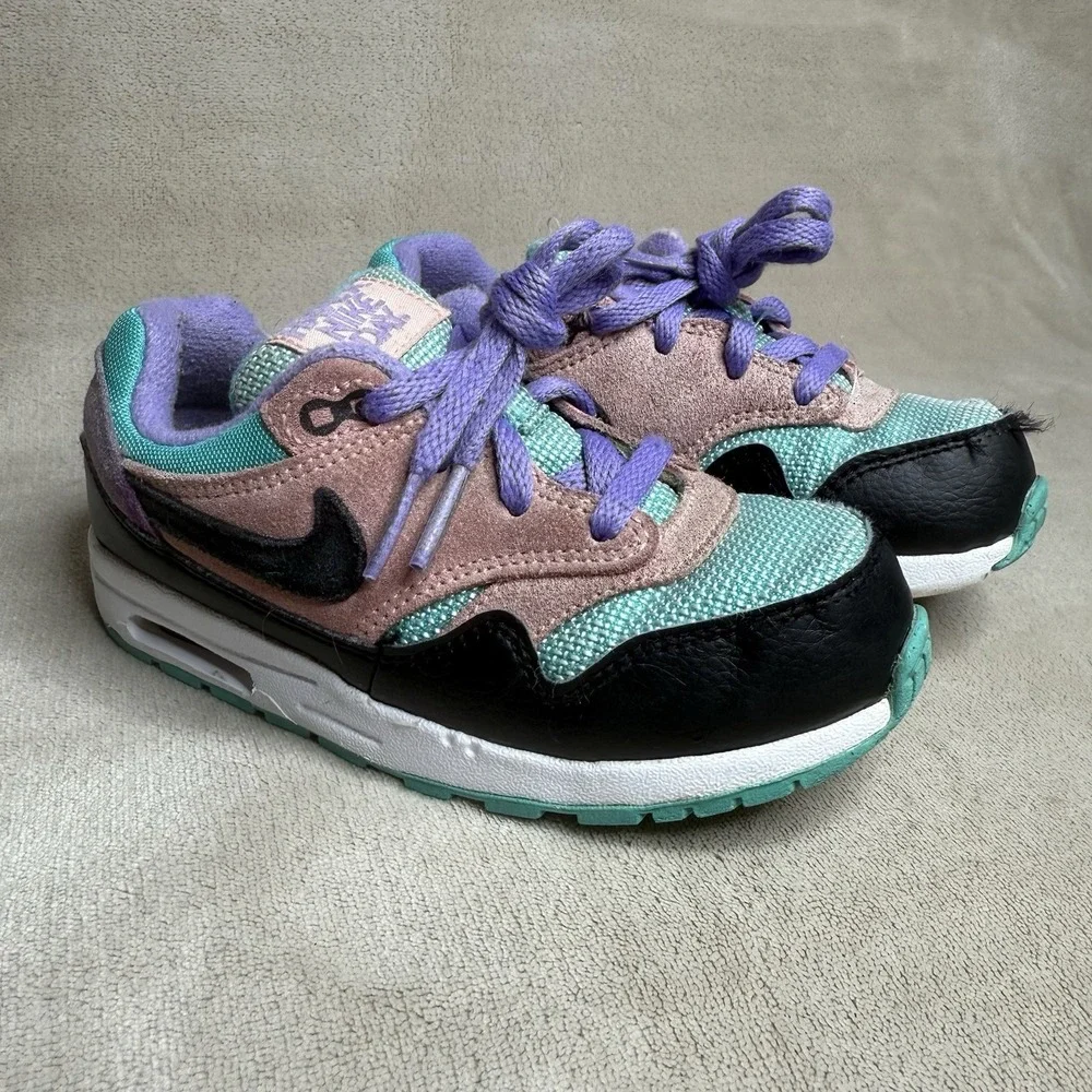 Nike Air Max 1 Kids‎ size 10C Have A Nike Day Black Teal Coral Pink Purple